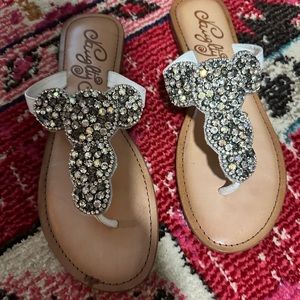 Naughty Monkey Size 10 white with silver and black bling.